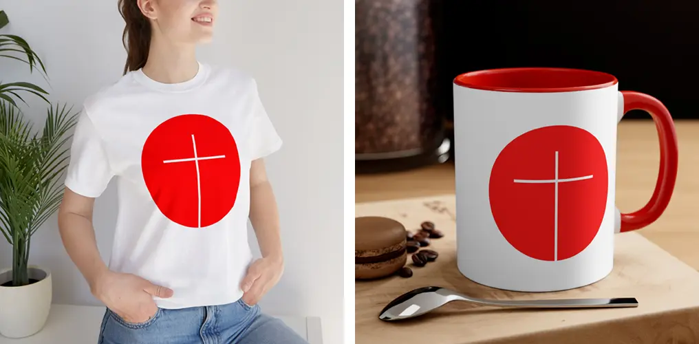 La imagen muestra mockups con productos hechos con la plantilla vector "