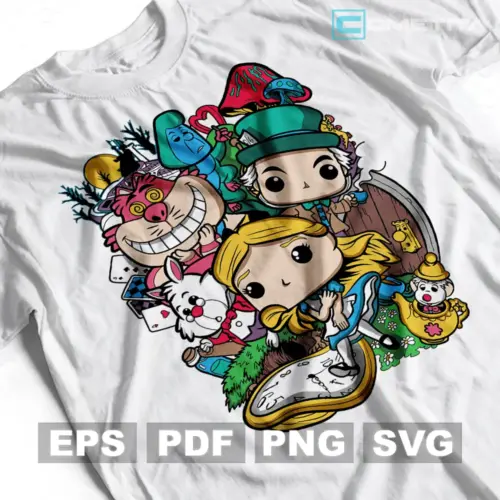 Plantilla Vector Funko de Alicia en el País de las Maravillas Para Imprimir, Sublimar y Cortar (EPS, SVG, PNG y PDF)