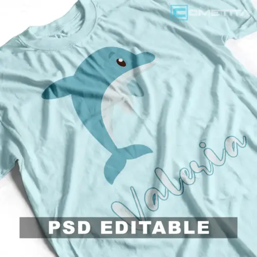 Plantilla PSD Personalizable Para Niños y Niñas con Delfín Para Imprimir y Sublimar