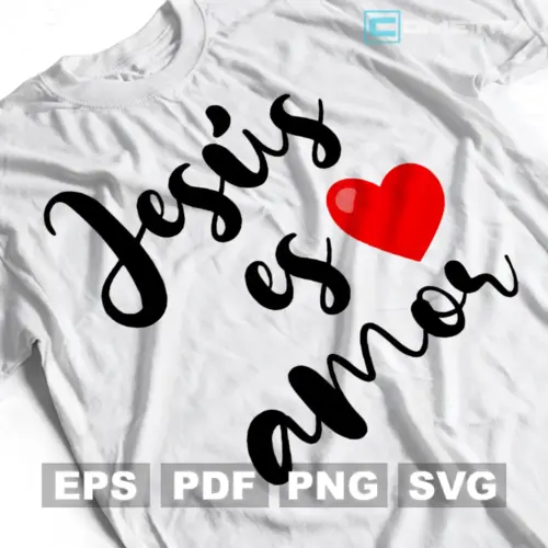 Plantilla Vector Religiosa Jesús es Amor Para Imprimir, Sublimar y Cortar (EPS, SVG, PNG y PDF)