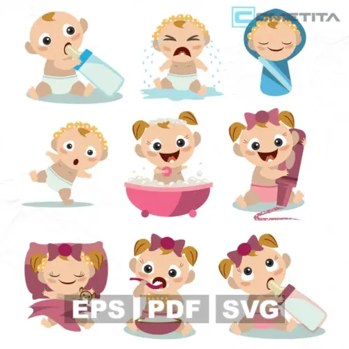 Pack de Vectores de Bebés Para Imprimir, Sublimar y Cortar