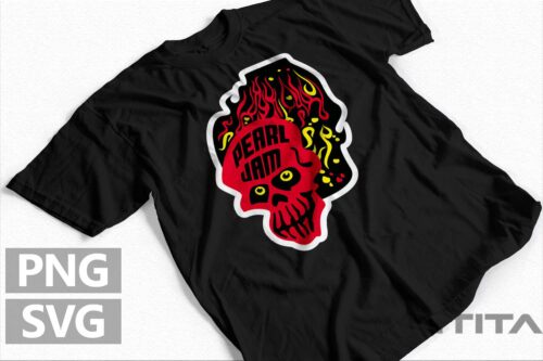 Plantilla Vector de Pearl Jam Calavera Fuego