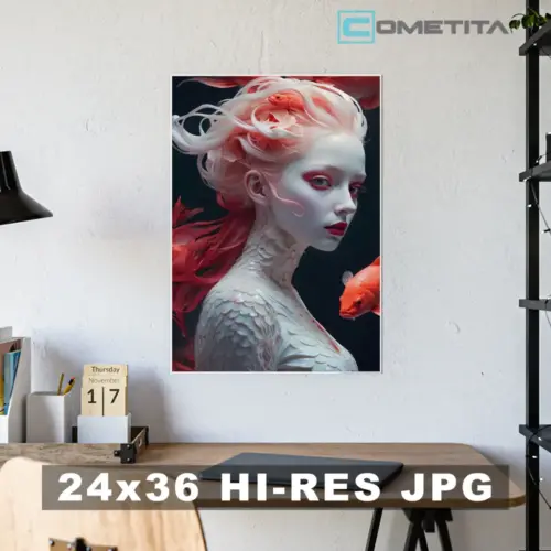 Imagen AI de Sirena Blanca (JPG 24”x36” de Alta Resolución)