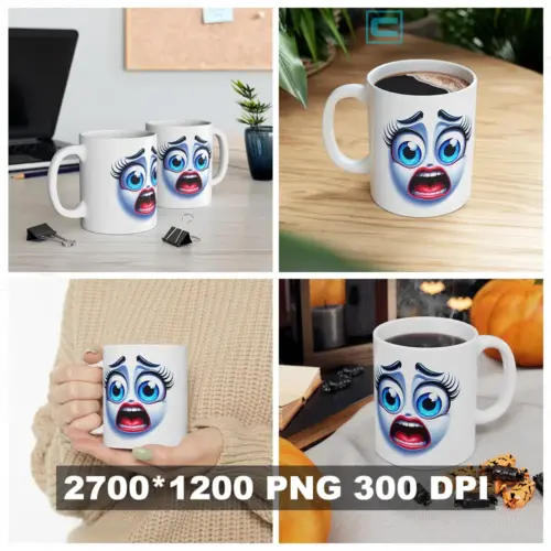 Cara Chistosa en 3D #1 — Plantilla Para Tazas