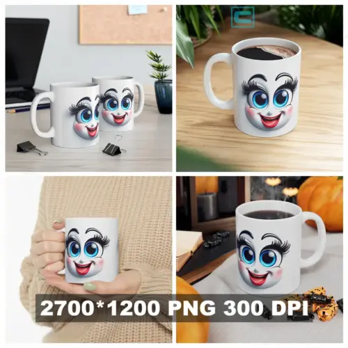 Cara Chistosa en 3D #3 — Plantilla Para Tazas