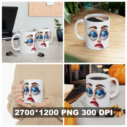Cara Chistosa en 3D #5 — Plantilla Para Tazas