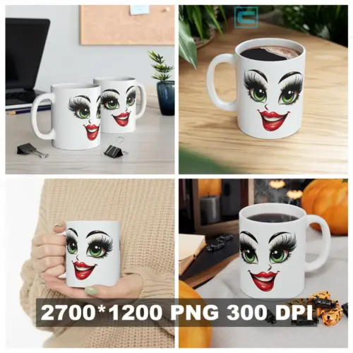 Cara Chistosa en 3D #7 — Plantilla Para Tazas