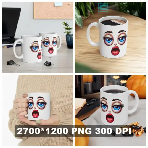 Cara Chistosa en 3D 8 — Plantilla Para Tazas