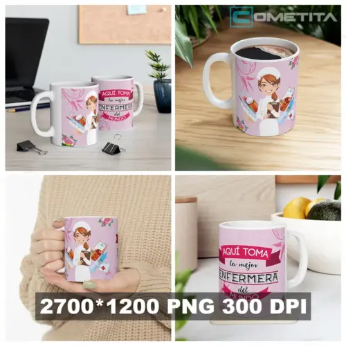 Aquí Toma la Mejor Enfermera — Plantilla Para Tazas