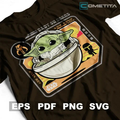 Grogu Baby on Board — Vector Funko Para Imprimir, Sublimar, Estampar y Más (EPS, PDF, PNG y SVG)