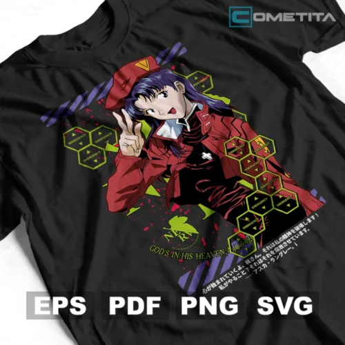 Misato Katsuragi de Neo Genesis Evangelion — Vector Anime Para Imprimir, Sublimar, Estampar y Más (EPS, PDF, PNG y SVG)
