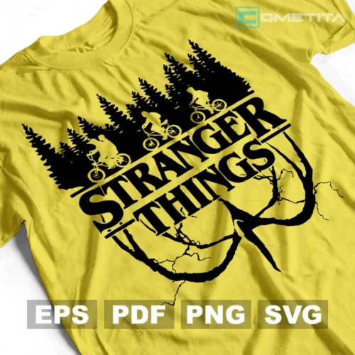 Siluetas Bosque de Stranger Things — Vector Para Imprimir, Sublimar, Estampar y Más (EPS, PDF, PNG y SVG)