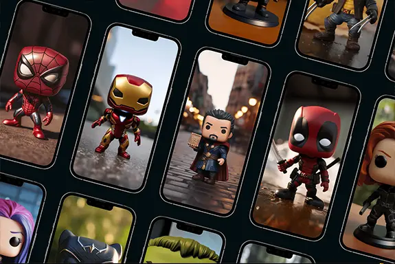 Varios diseños con personajes Funko Pop.