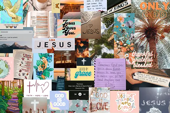 Imagen que muestra varios diseños religiosos.