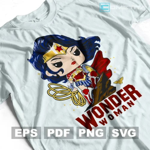 Wonder Woman de DC Comics — Vector Funko Para Imprimir, Sublimar, Estampar y Más (EPS, PDF, PNG y SVG)