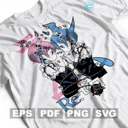 Vector Anime Rem y Ram de Re:Zero (EPS, PDF, PNG y SVG)