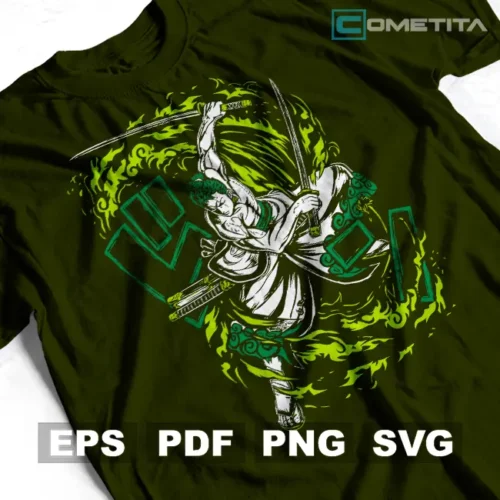 Roronoa Zoro de One Piece — Vector Anime Para Imprimir, Sublimar, Estampar y Más (EPS, PDF, PNG y SVG)