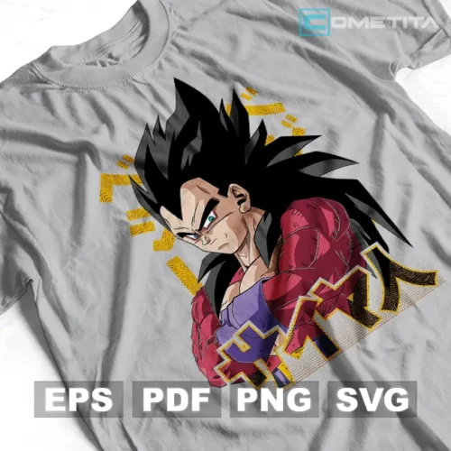 Vegeta Super Saiyan 4 de Dragon Ball — Vector Anime Para Imprimir, Sublimar, Estampar y Más (EPS, PDF, PNG y SVG)