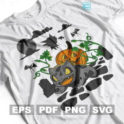 Bulbasaur Pokémon Halloween — Vector Anime Para Imprimir, Sublimar, Estampar y Más (EPS, PDF, PNG y SVG)