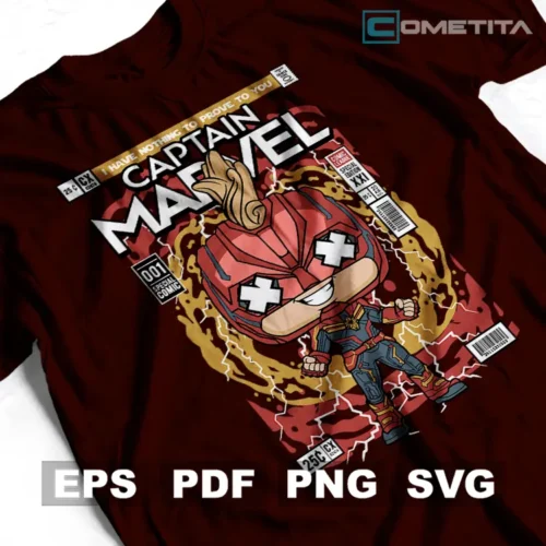 Captain Marvel de Marvel Comics — Vector Funko Para Imprimir, Sublimar, Estampar y Más (EPS, PDF, PNG y SVG)