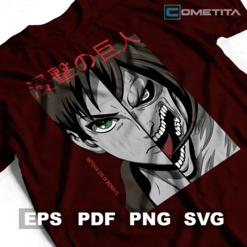 Eren de Ataque de los Titanes — Vector Anime Para Imprimir, Sublimar, Estampar y Más (EPS, PDF, PNG y SVG)