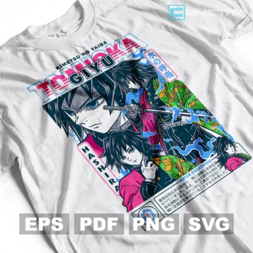 Giyu Tomioka de Demon Slayer — Vector Anime Para Imprimir, Sublimar, Estampar y Más (EPS, PDF, PNG y SVG)